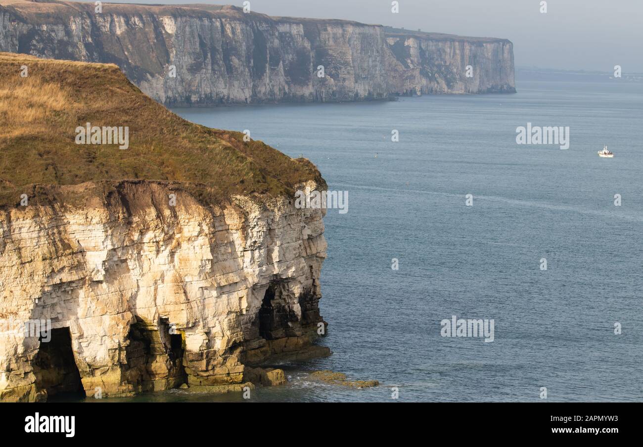 A white cliff coastline in the sunshine Stock Photo