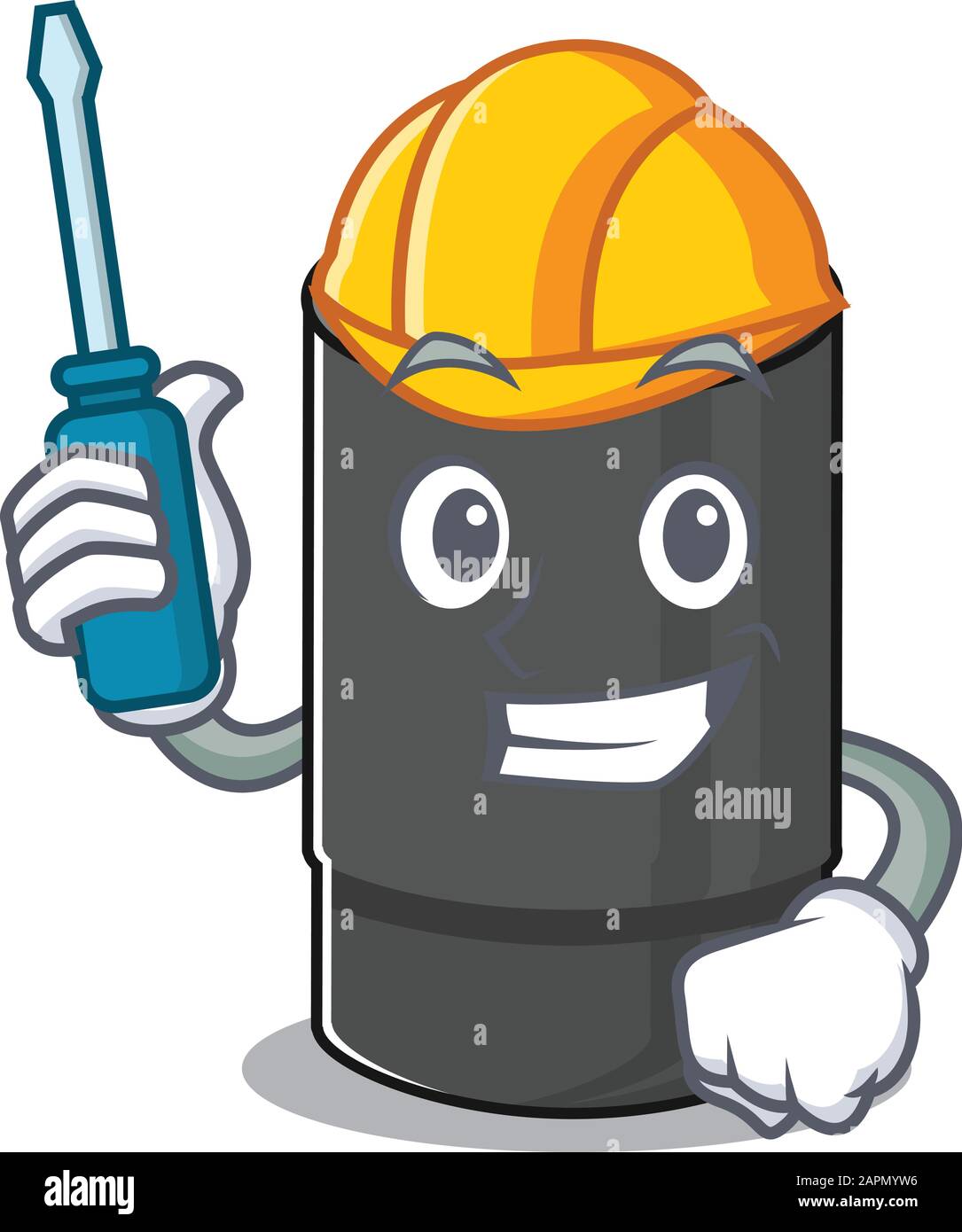 Cool automotive oil filter in cartoon character style Stock Vector