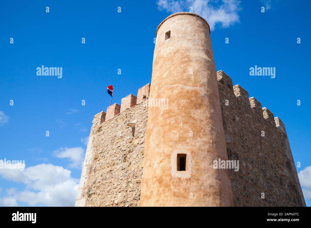 Tower of the Fortaleza Ozama or Ozama Fortress, Santo Domingo, Dominican Republic Stock Photo