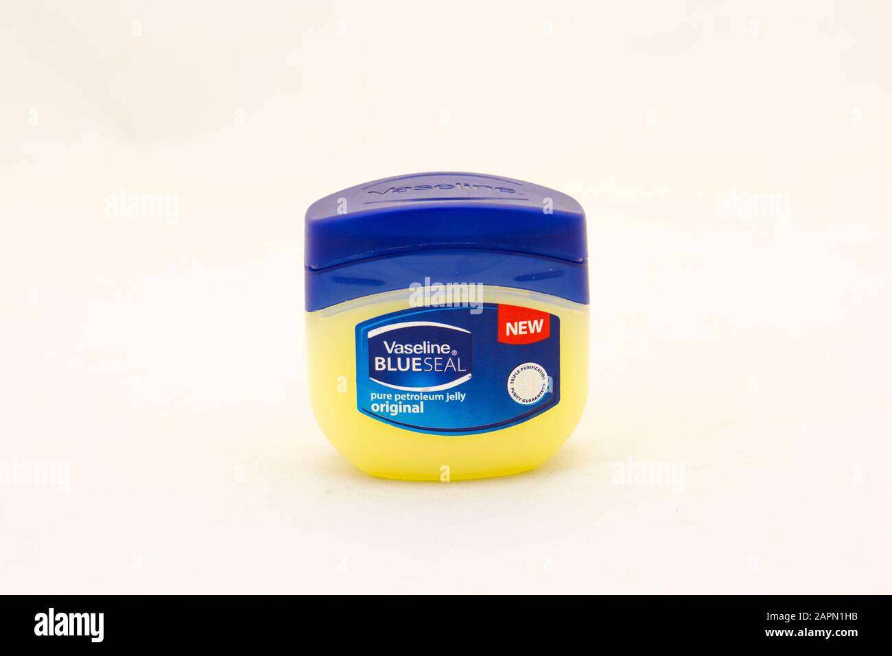 Alberton, South Africa - a tub of BlueSeal vaseline isolated on a clear background image in horizontal format with copy space Stock Photo