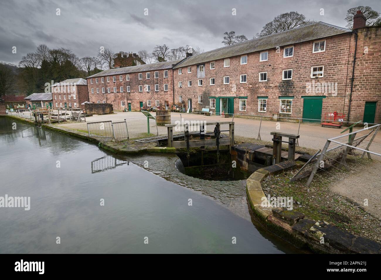 Cromford cotton spinning water powered mills, Sir Richard Arkwright’s first mill complex, birthplace of the factory system, and a UNESCO World Heritag Stock Photo