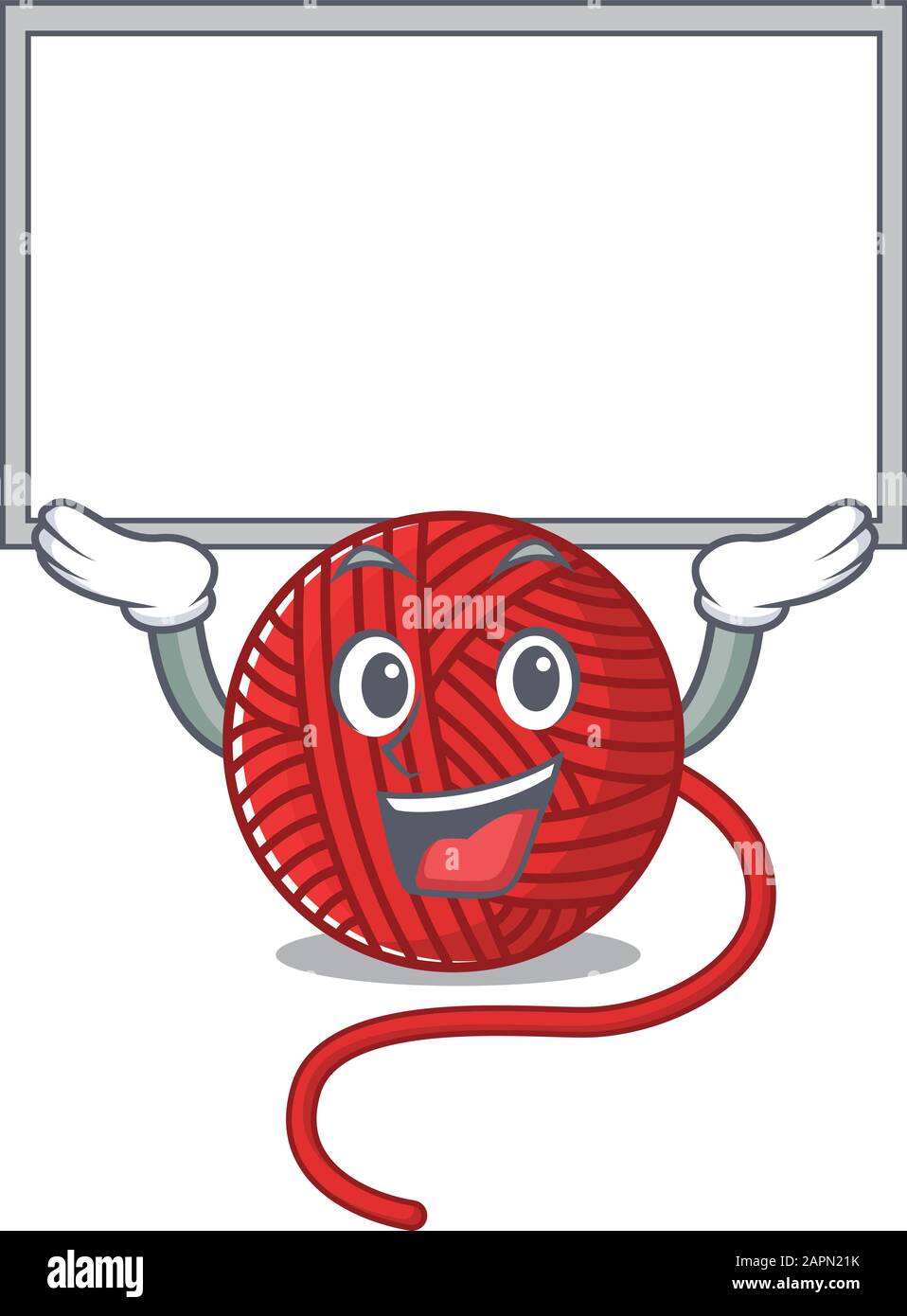 A mascot picture of red wool yarn raised up board Stock Vector