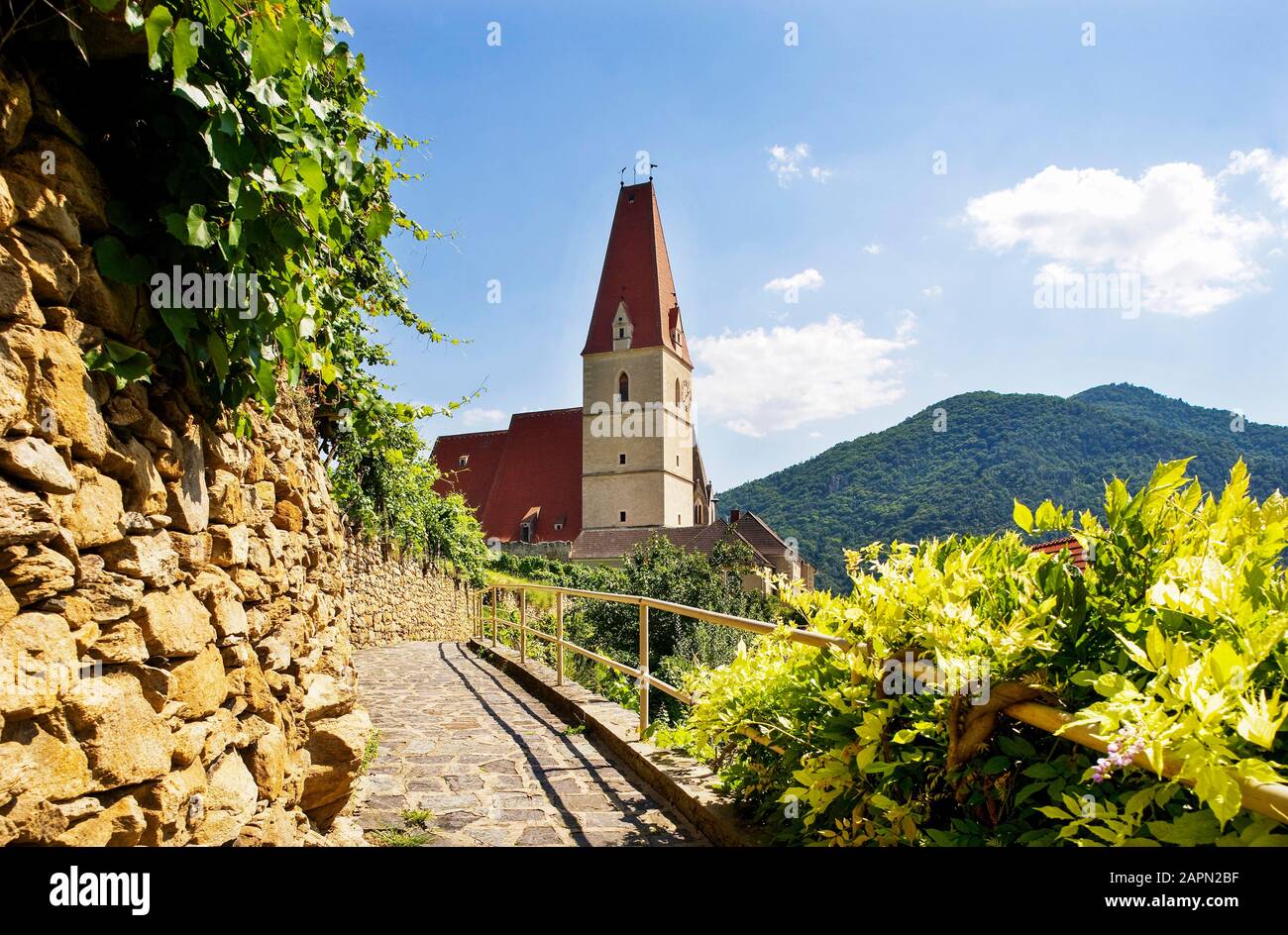 Gothic parish church, Weissenkirchen in the Wachau, Lower Austria, Austria Stock Photo