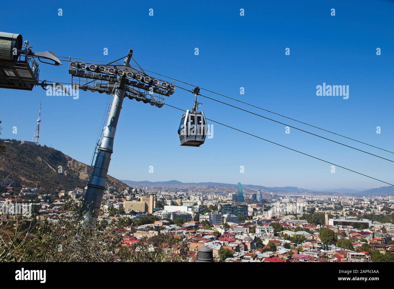 Skyview Ropeway Low angle shot of a ropeway under the clear sky Stock Photo - Alamy