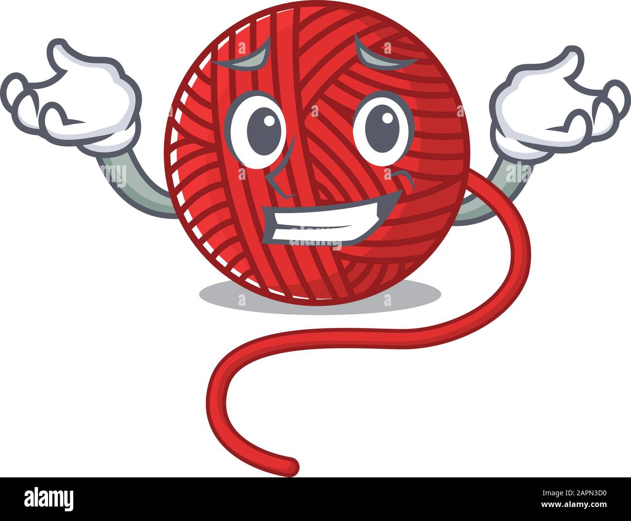 Super Funny Grinning red wool yarn mascot cartoon style Stock Vector