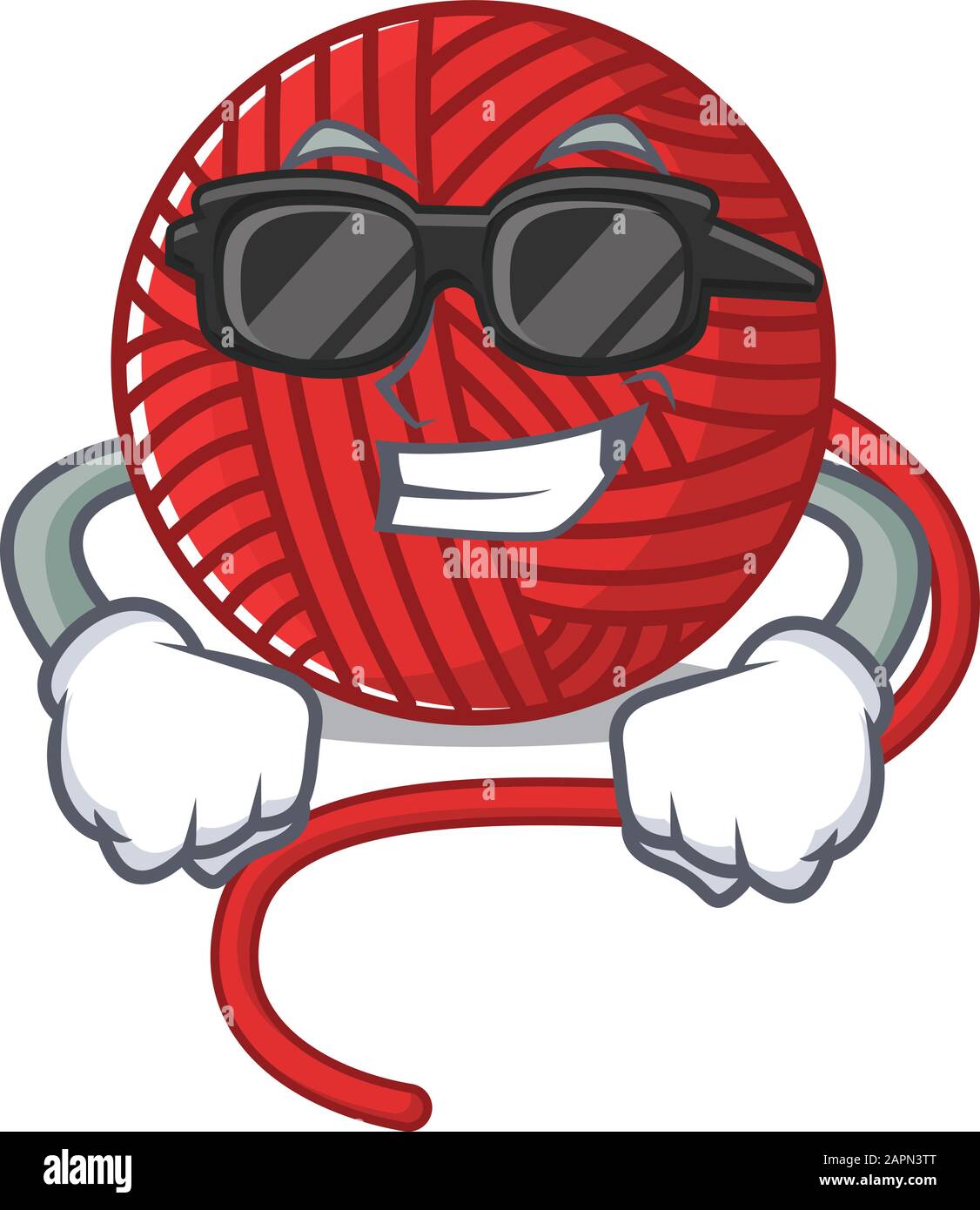 Super cool red wool yarn character wearing black glasses Stock Vector