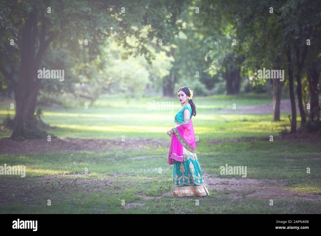 Indian girl wearing saree hi-res stock photography and images - Alamy