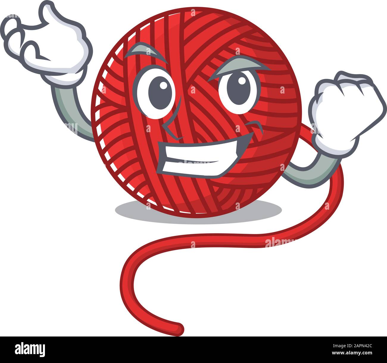 Happy confident Successful red wool yarn cartoon character style Stock Vector