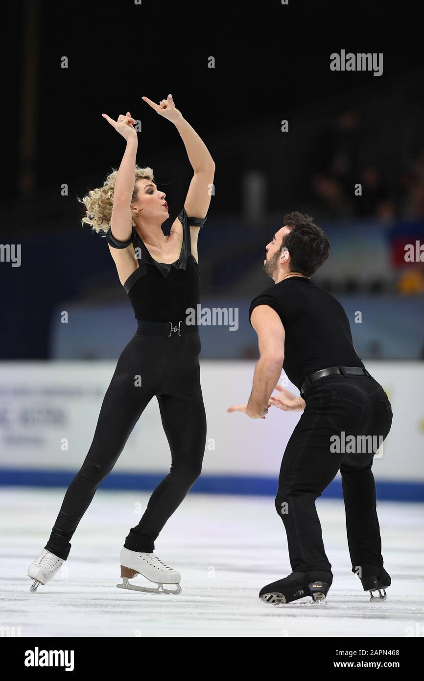 Olivia SMART & Adrian DIAZ from Spain, during Rhythm Dance, in Ice