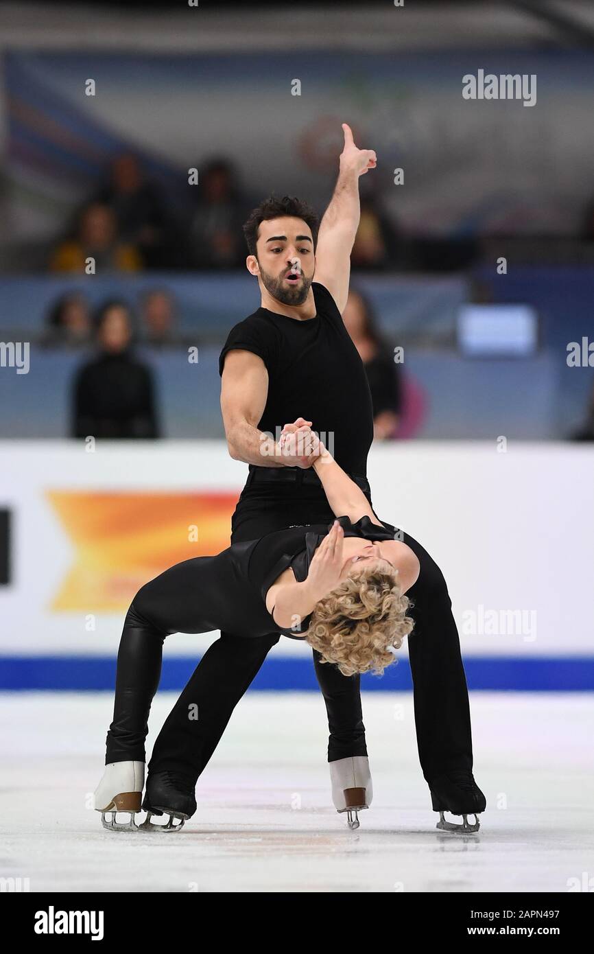 Olivia SMART & Adrian DIAZ from Spain, during Rhythm Dance, in Ice