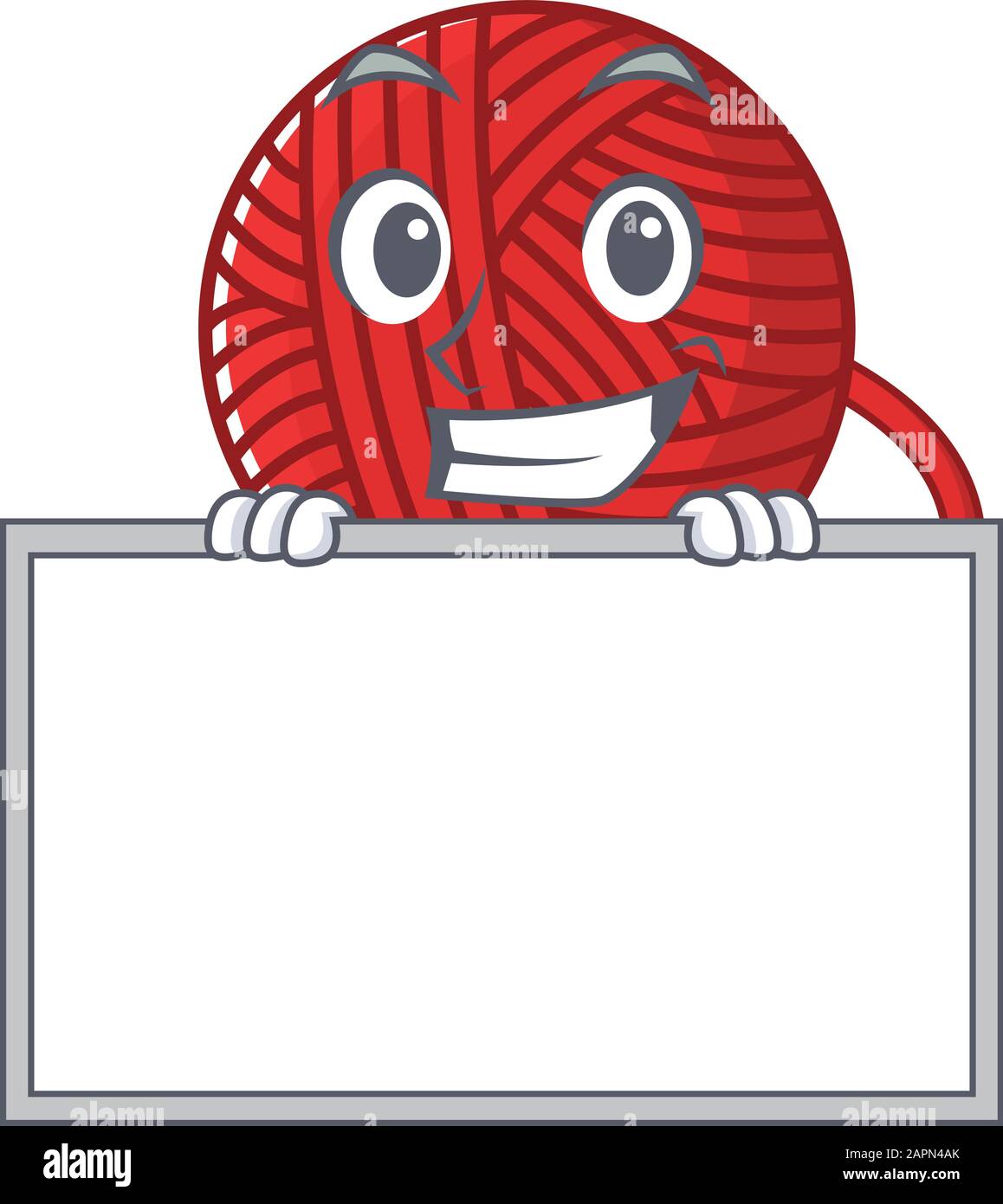 A cute picture of red wool yarn grinning with board Stock Vector