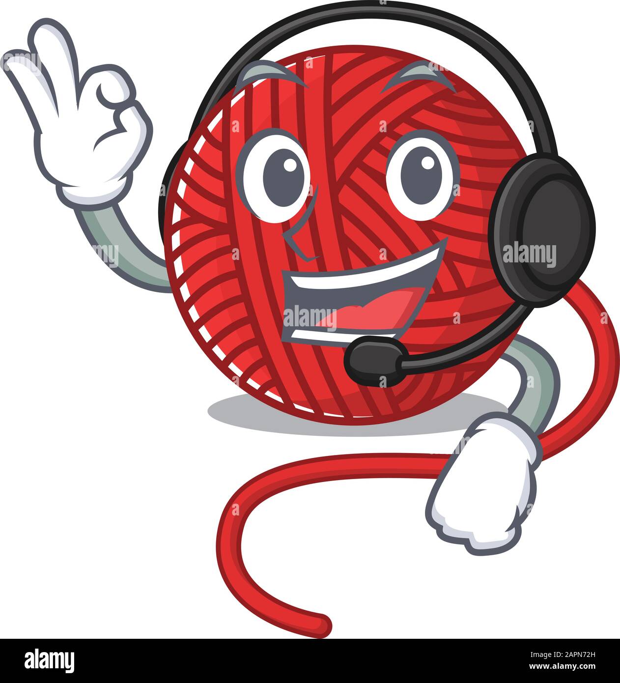 Smiley Red Wool Yarn Cartoon Character Design Wearing Headphone Stock Vector Image Art Alamy
