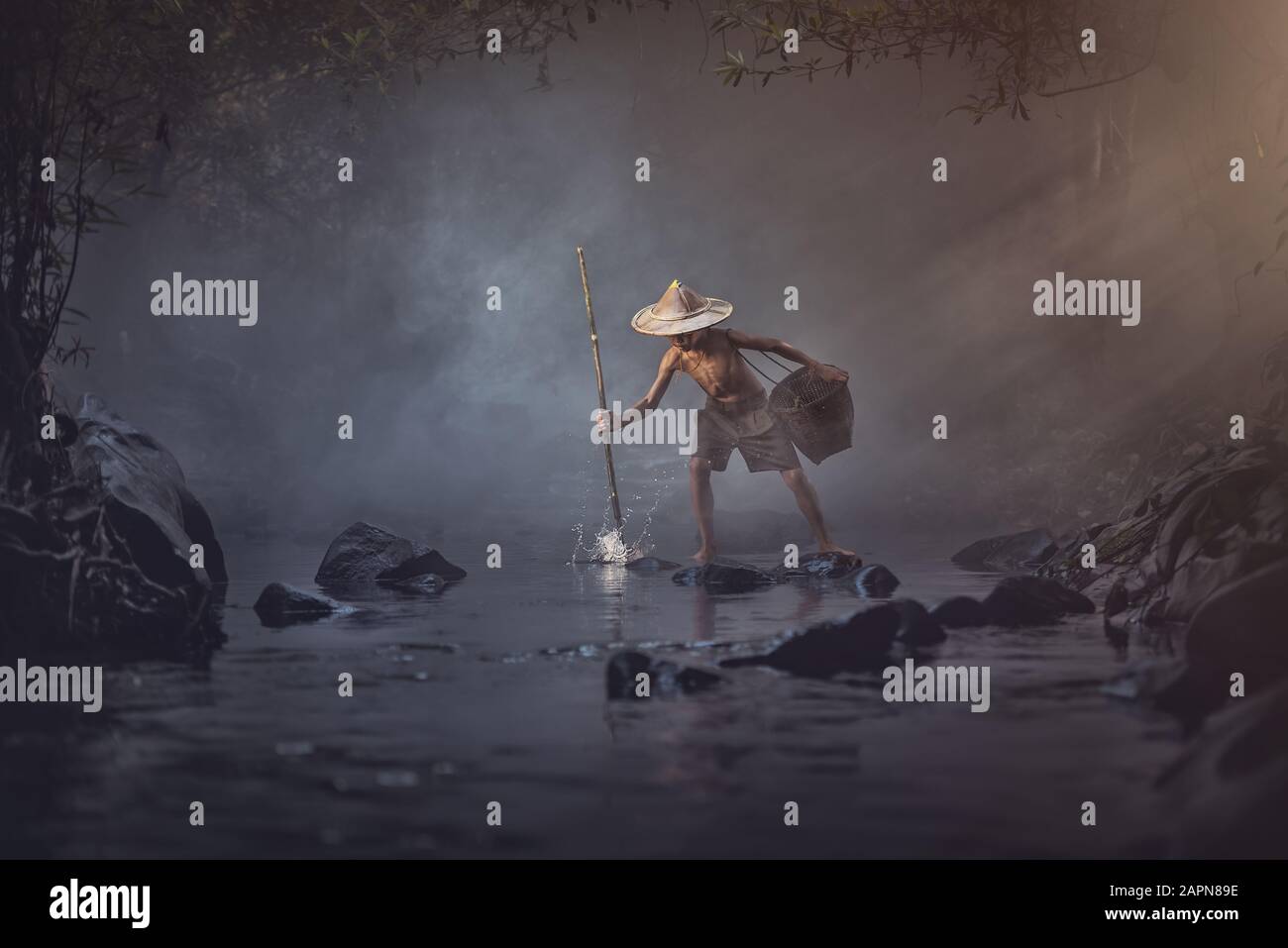 Asian boy fishing boat hi-res stock photography and images - Alamy