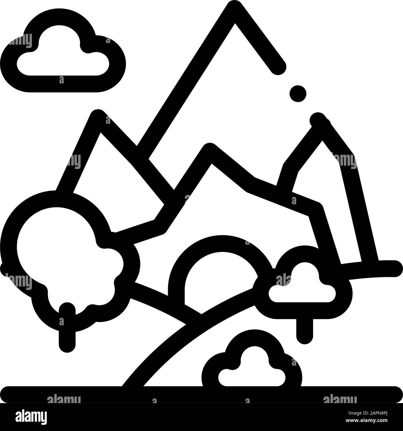 Mountain Landscape Icon Vector Outline Illustration Stock Vector Image ...