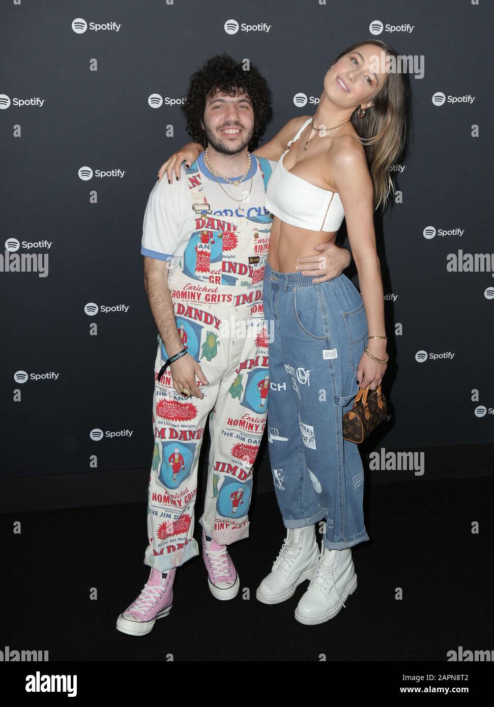 Los Angeles, USA. 23rd Jan, 2020. Benny Blanco, Elsie Hewitt walking the red carpet at the Spotify Hosts "Best New Artist" Party held at The Lot Studios on January 23, 2020 in Los Angeles, CA, USA (Photo by Parisa Afsahi/Sipa USA) Credit: Sipa USA/Alamy Live News Stock Photo