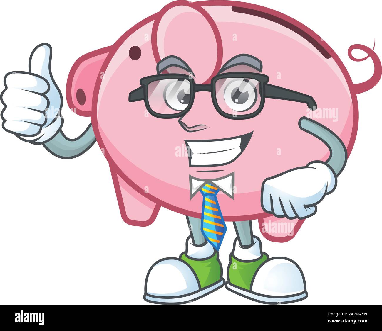 cartoon character of Businessman piggy bank wearing glasses Stock ...