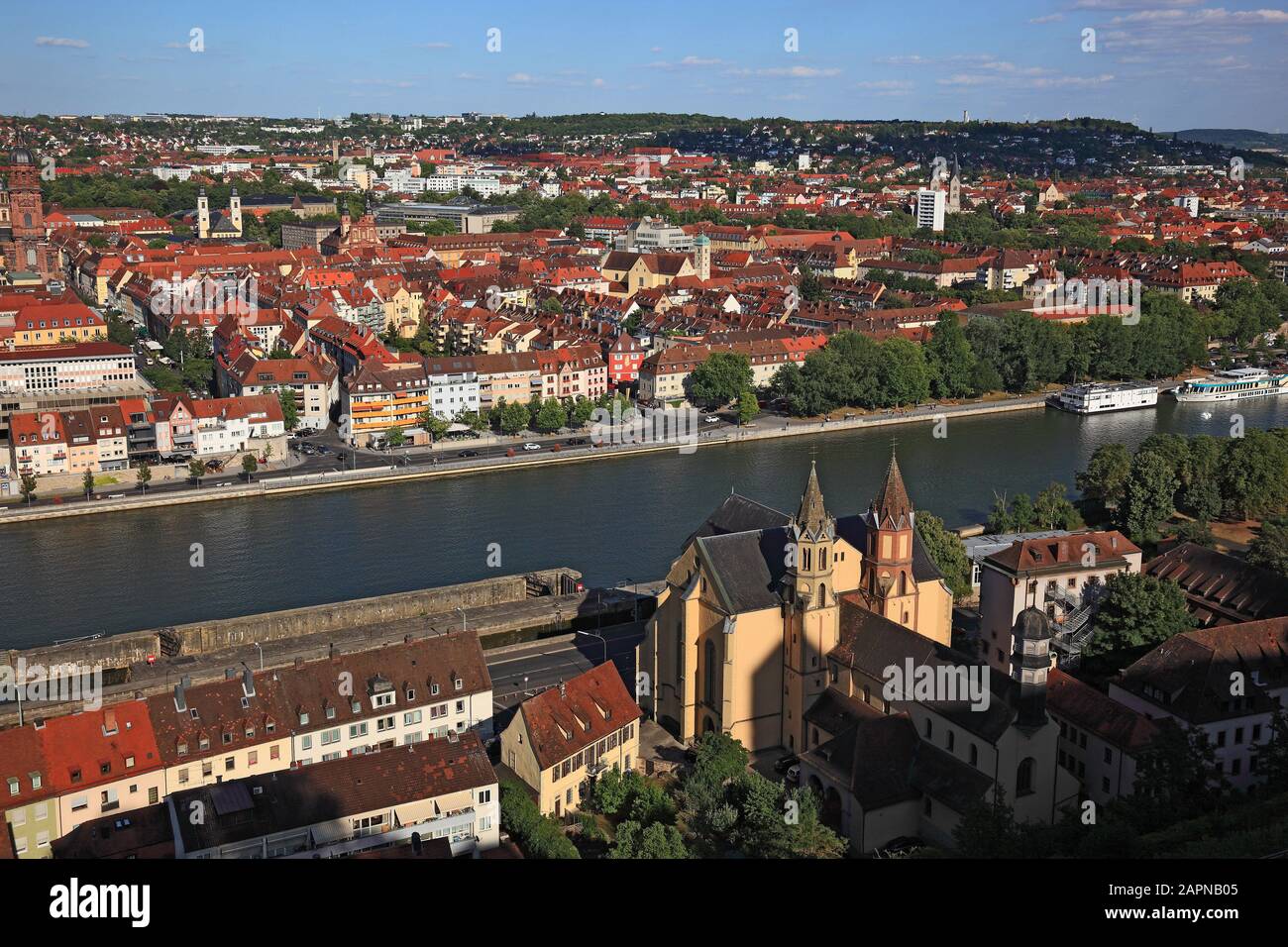 view to the old city of Würzburg on river Main, Lower Franconia , Bavaria, Germany Stock Photo