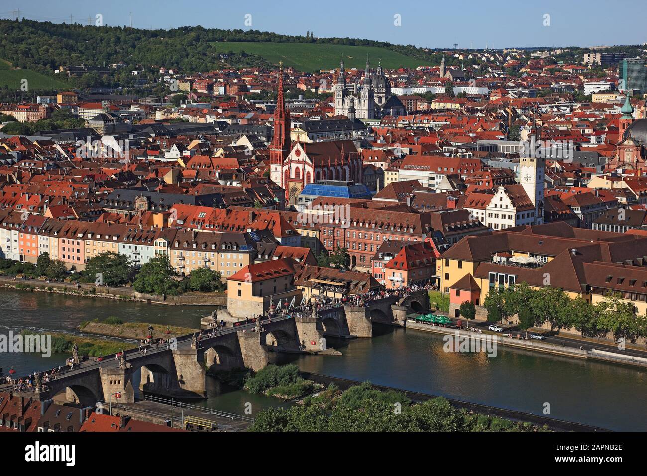 view to the old city of Würzburg on river Main, Lower Franconia , Bavaria, Germany Stock Photo
