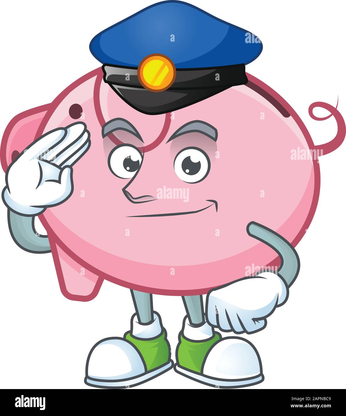 A character design of piggy bank in a Police officer costume Stock Vector
