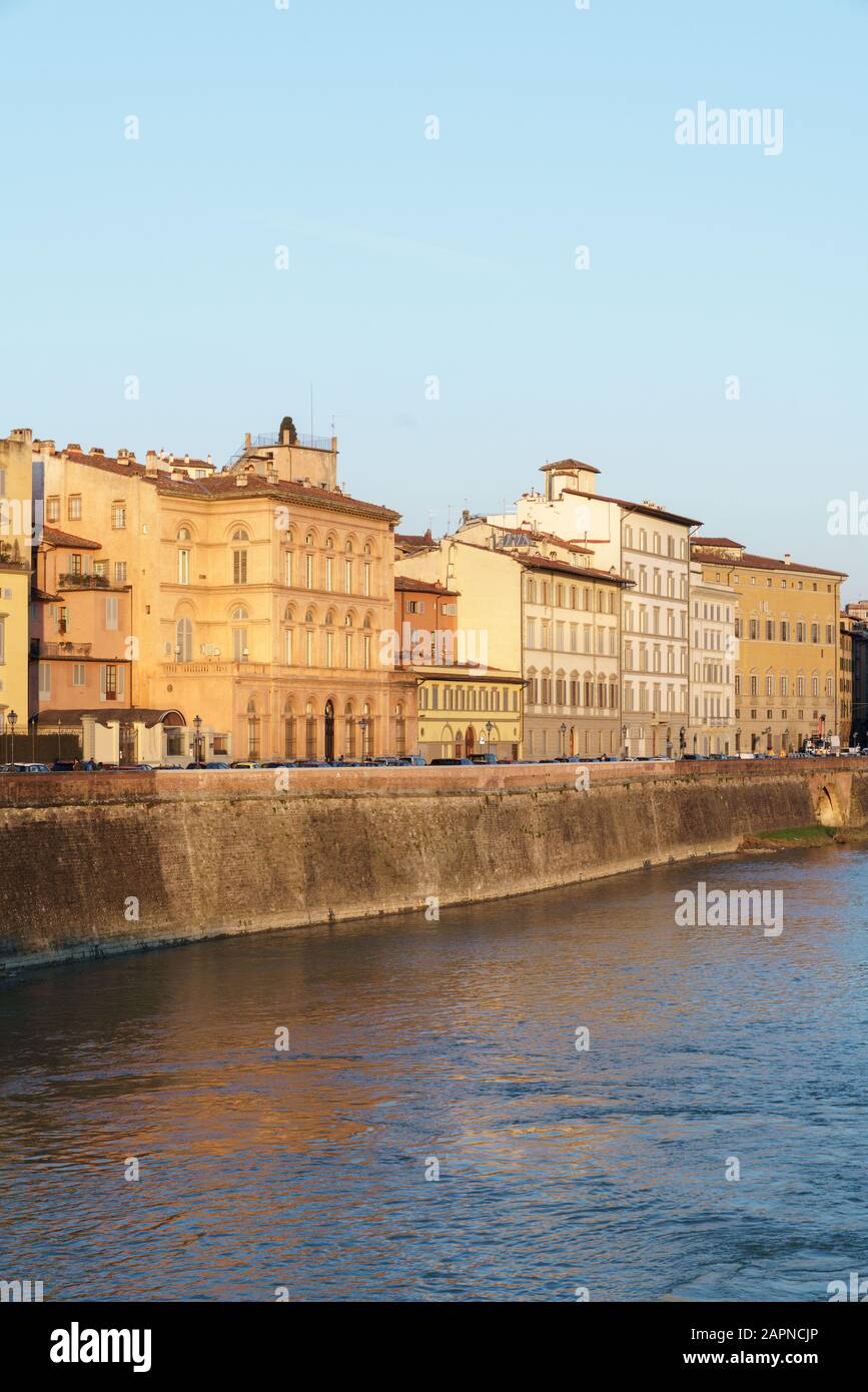 Arno river in the morning in Florence Italy Stock Photo