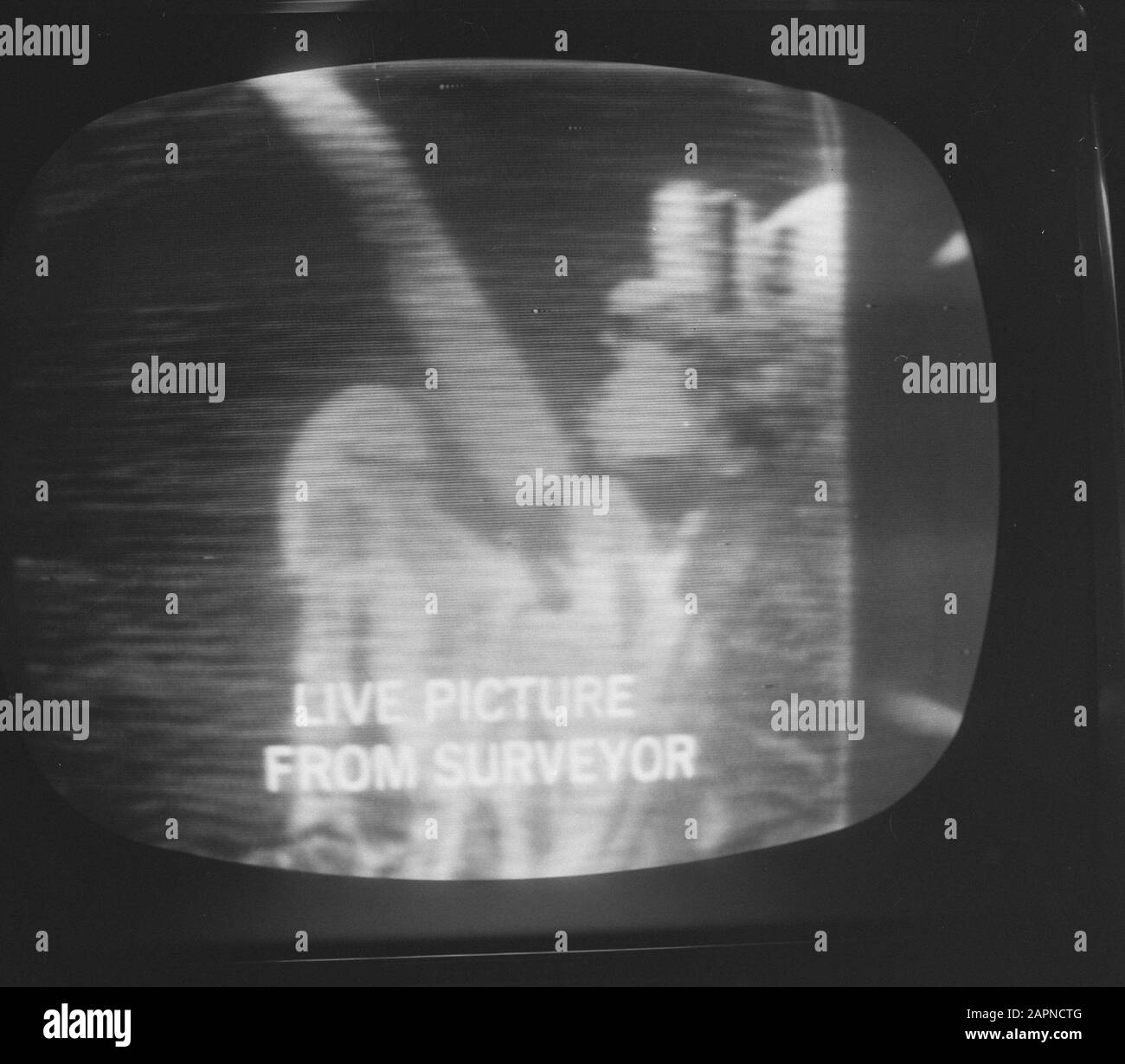 Recording of the Moon by Surveyor from TV Aff Date: June 2, 1966 Keywords: MOON Institution Name: Surveyor Stock Photo