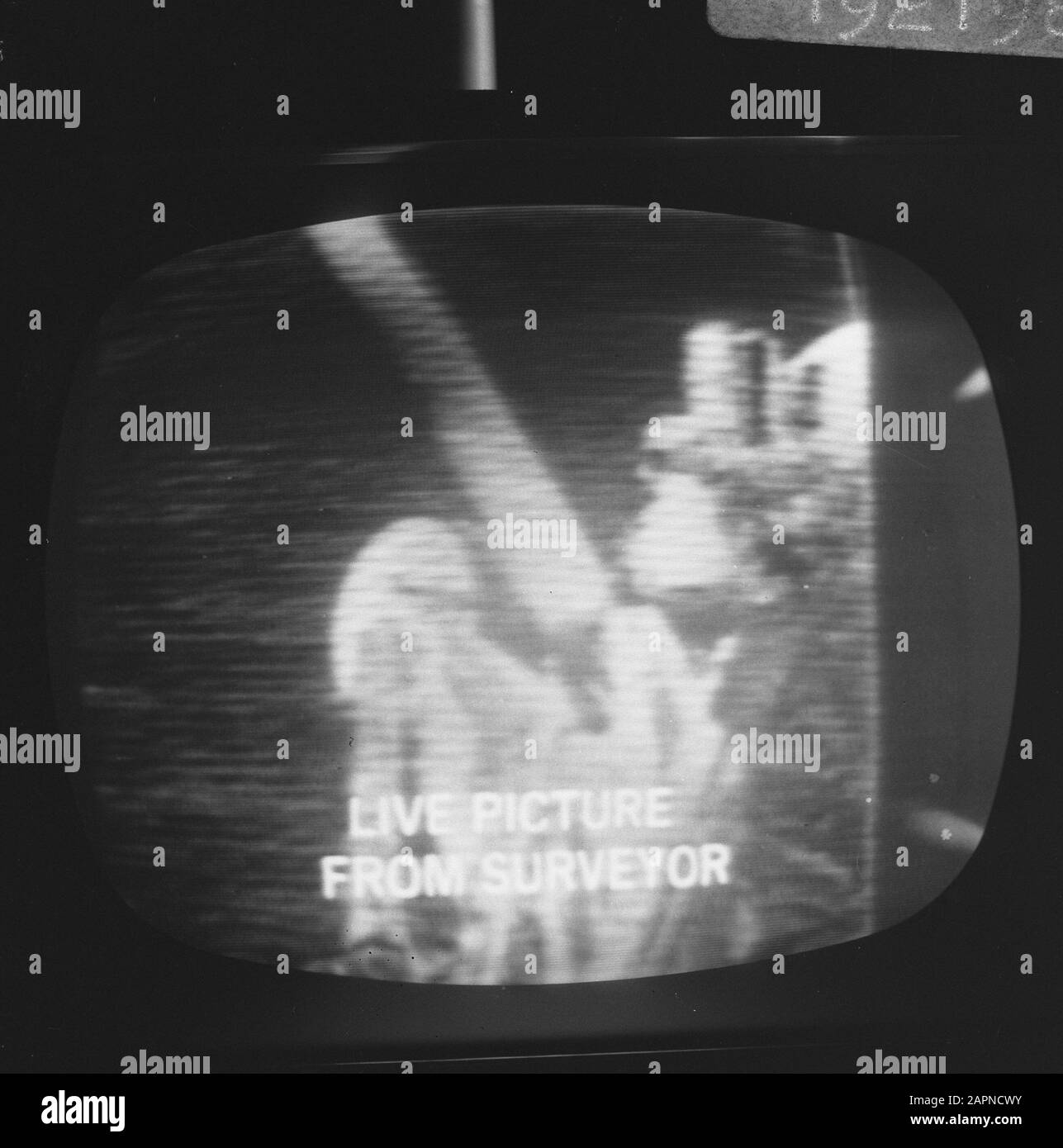 Recording of the Moon by Surveyor from TV Aff Date: June 2, 1966 Keywords: moon landings, space travel Institution name: Surveyor Stock Photo