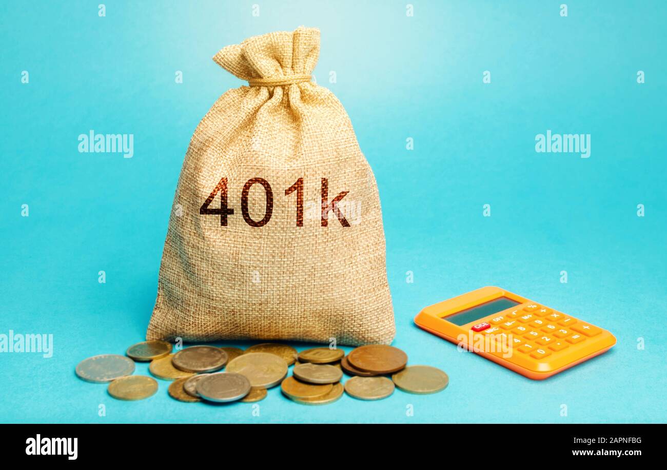 Money bag with coins 401k. Private pension plan. Tax-qualified. Business  and finance concept. Retirement Plan. Savings, save Stock Photo - Alamy