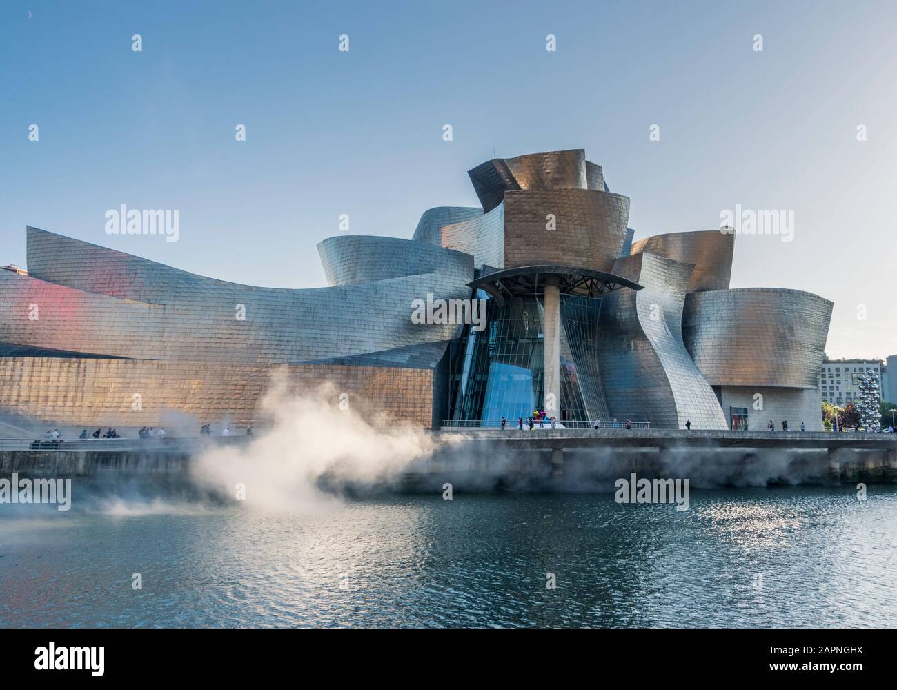 The iconic curvy metallic exterior of the Guggenheim Museum in Bilbao, Spain Stock Photo