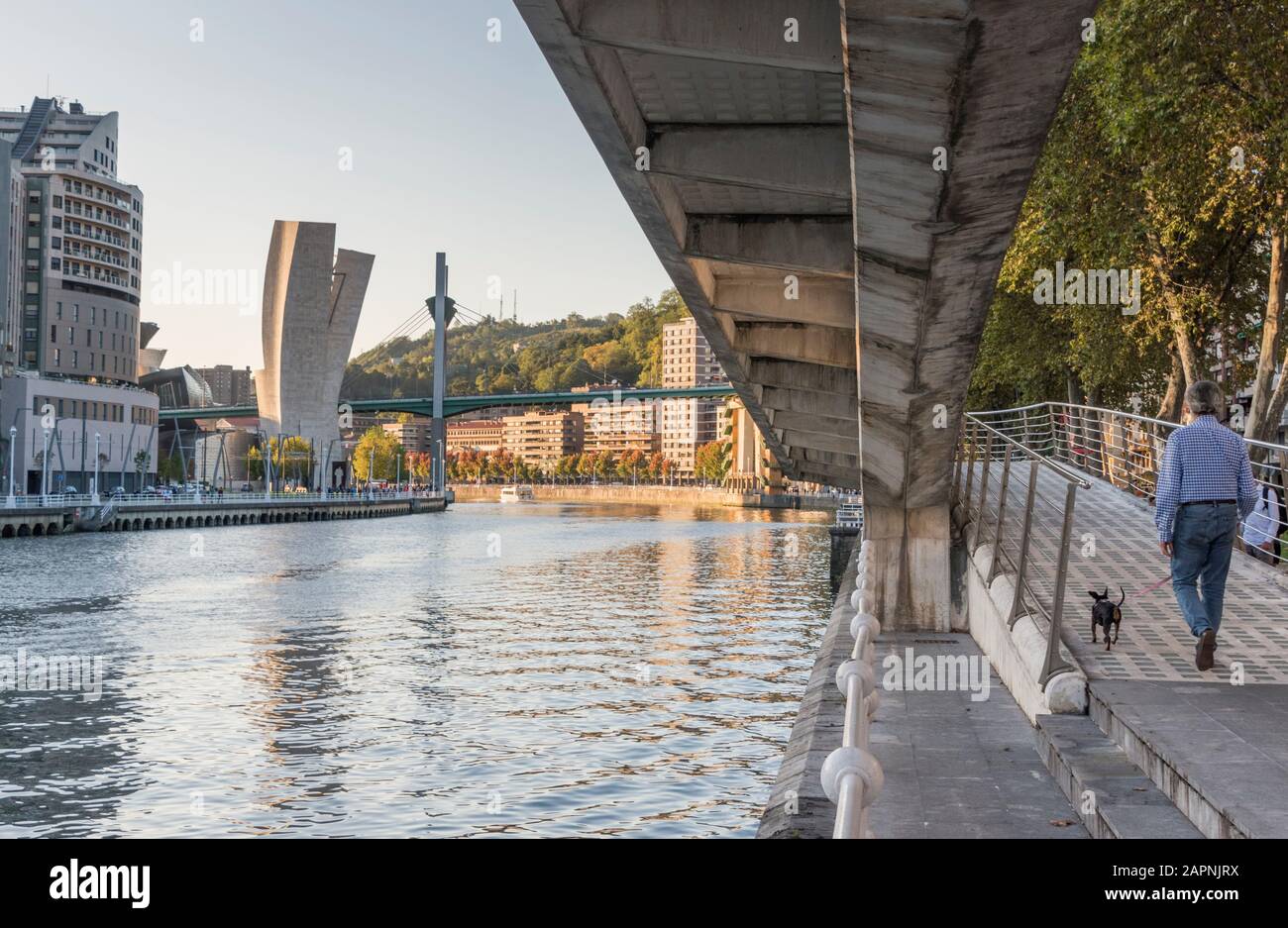 Views along the River Nevrion in Bilbao, Spain Stock Photo