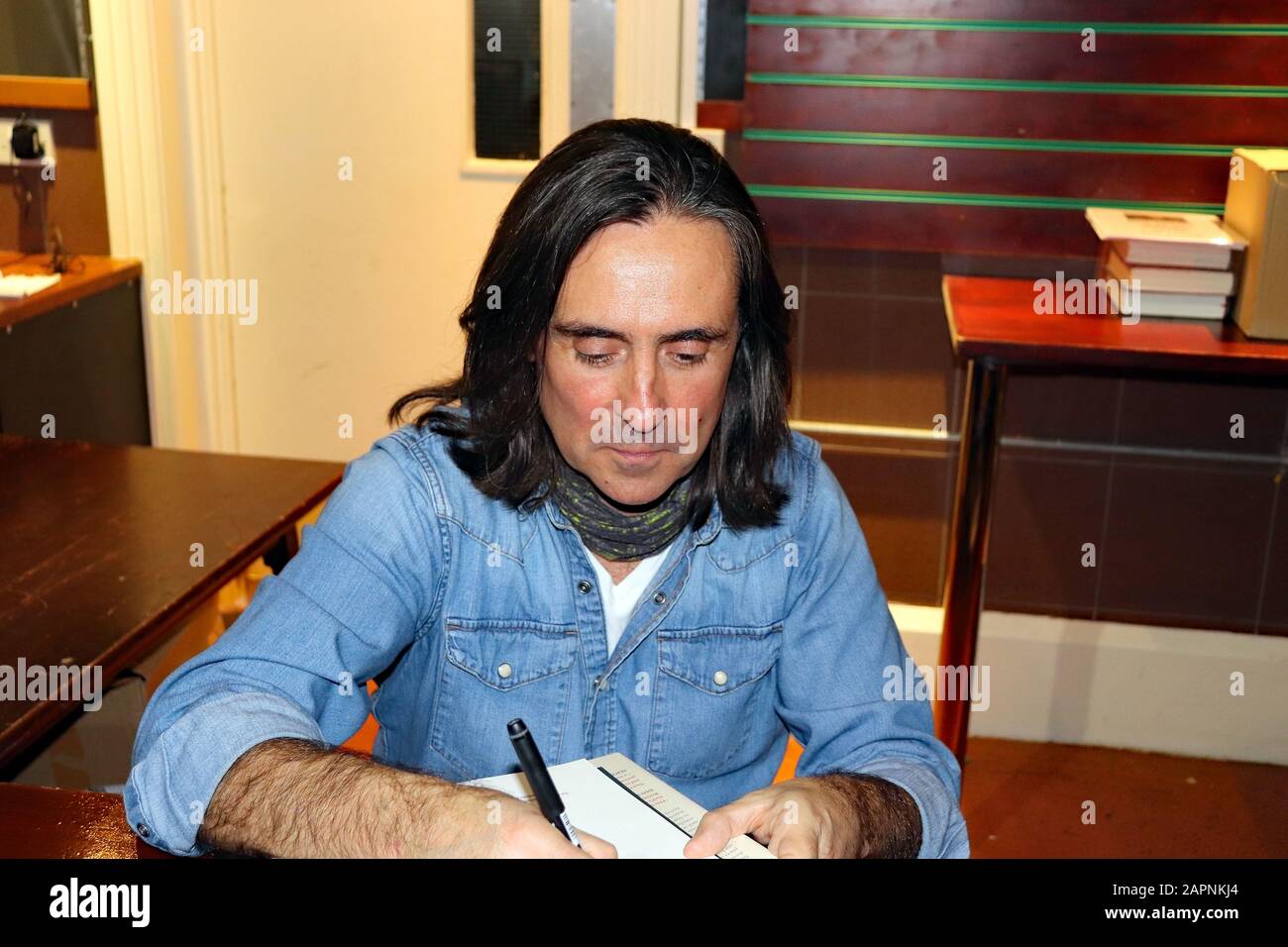 Neil Oliver book signing, on his 2019 tour of Britain at Southport’s Floral Hall. Stock Photo