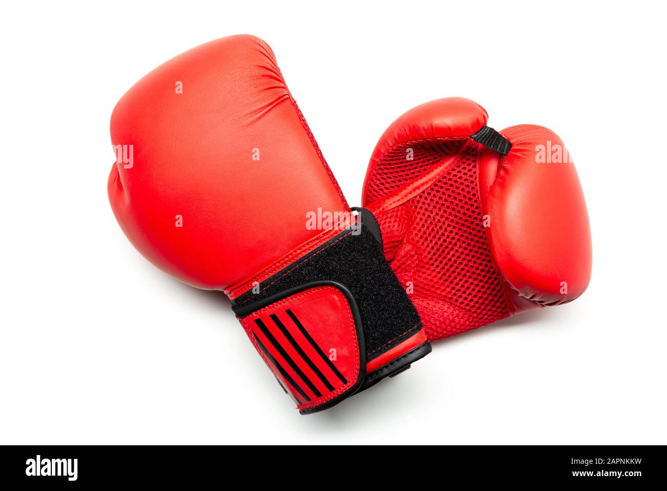 Pair of red boxing gloves isolated on white background. Fighting
