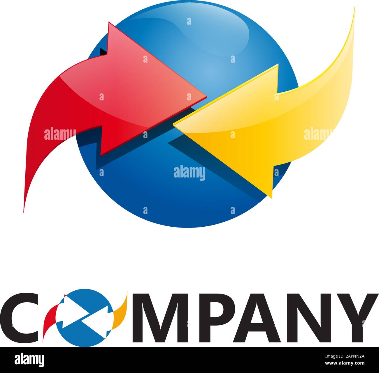 Vector sign arrows in the world, communication concept Stock Vector