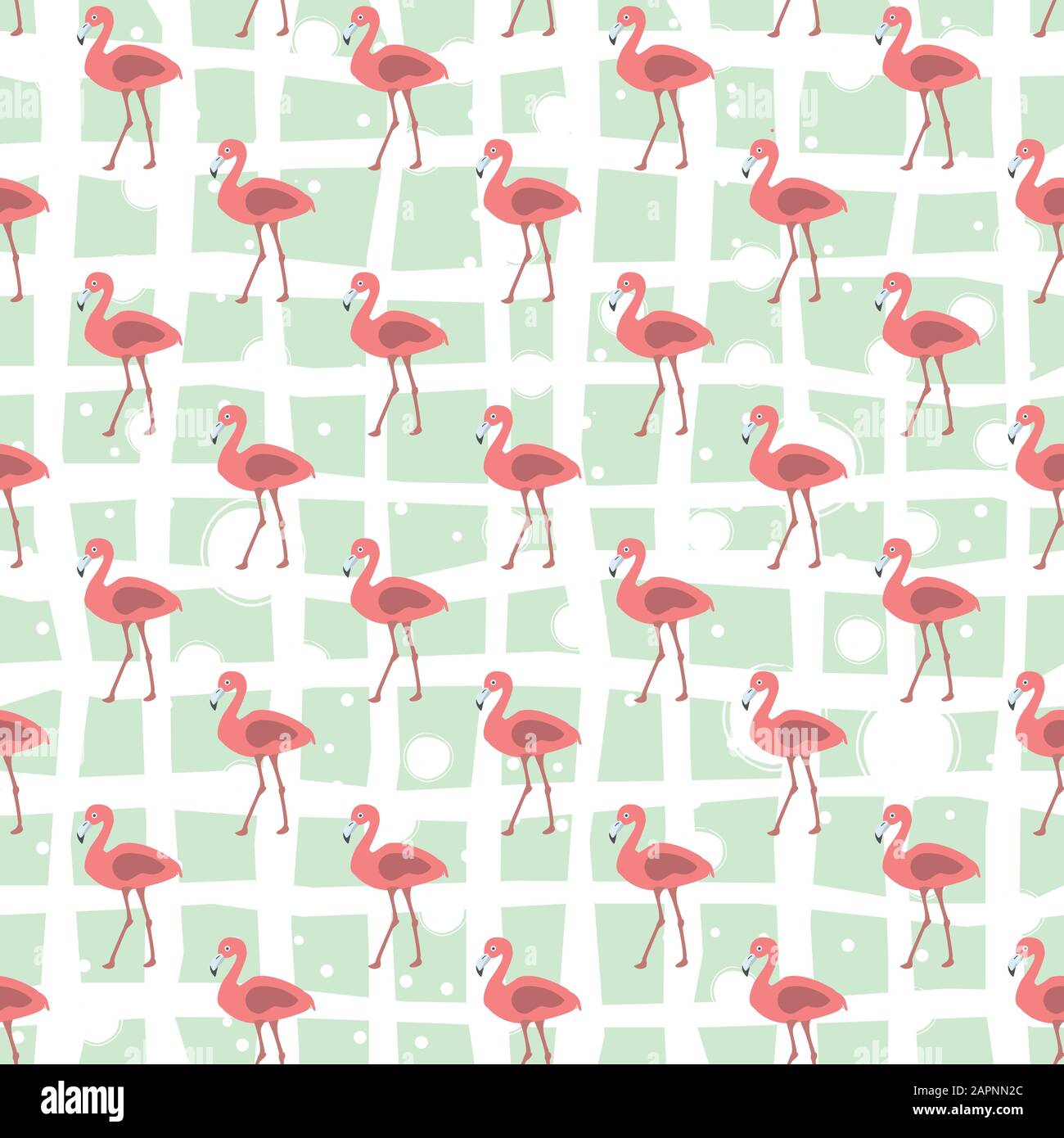 Seamless pattern with pink flamingos on white background. Vector ...