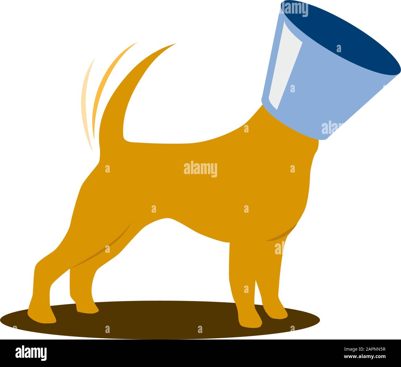 Vector sign happy dog with veterinary collar Stock Vector