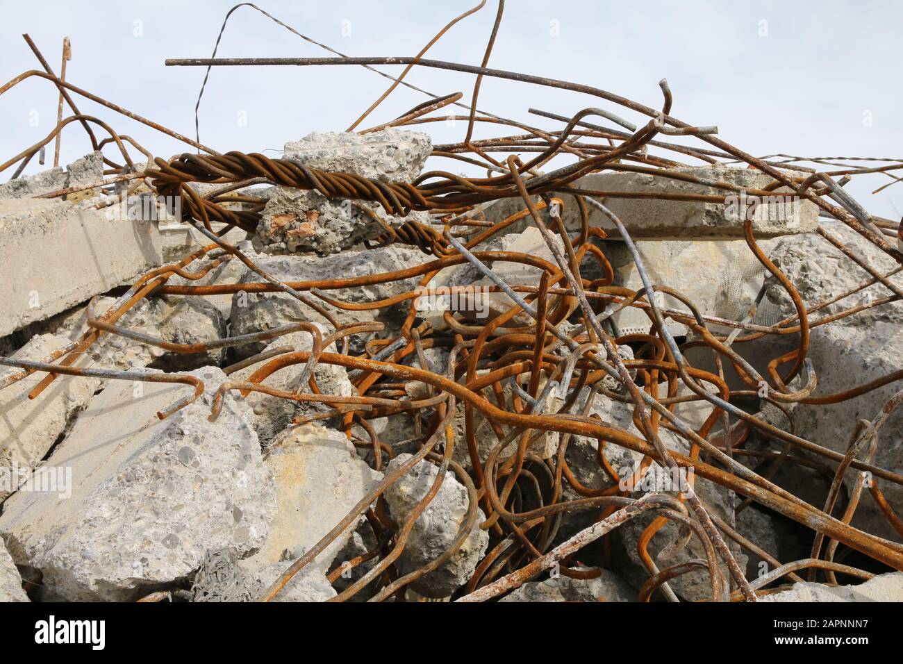 Residues after demolition of a building Stock Photo