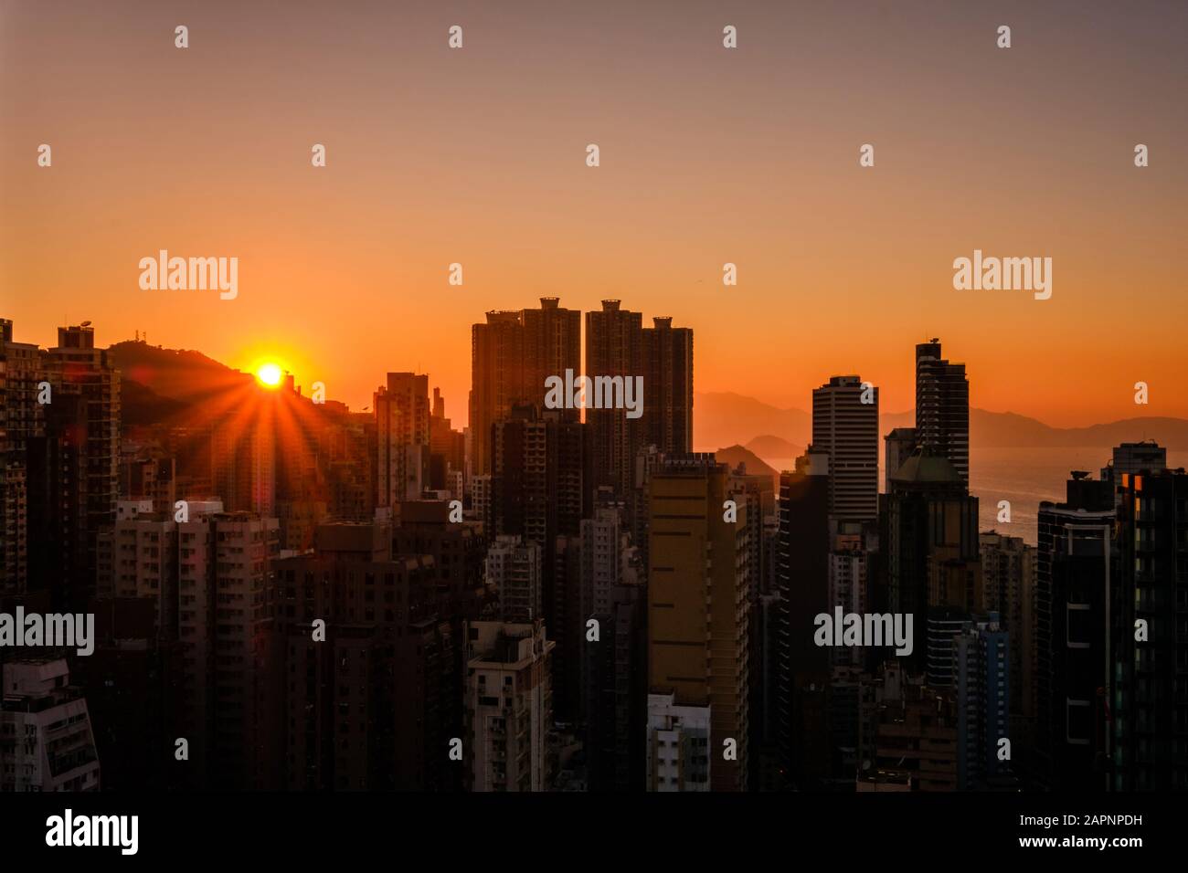 downtown city skyline and sunset sky , Hong Kong Stock Photo - Alamy
