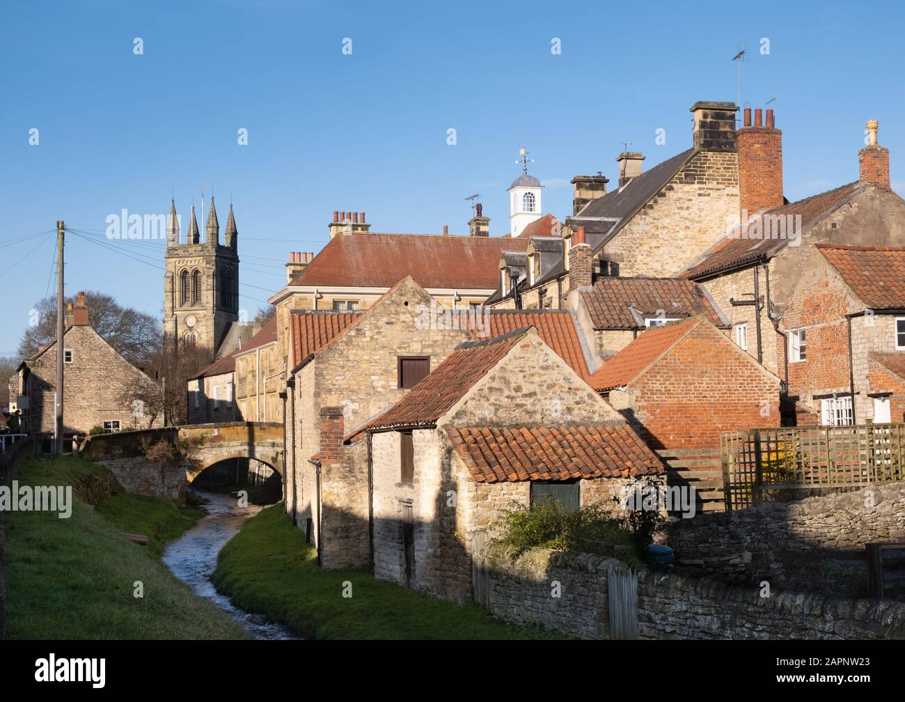 Pretty yorkshire village of Helmsley in the North Yorks Moors, the Rye dale village has quaint cottages and excellent sausage rolss Stock Photo