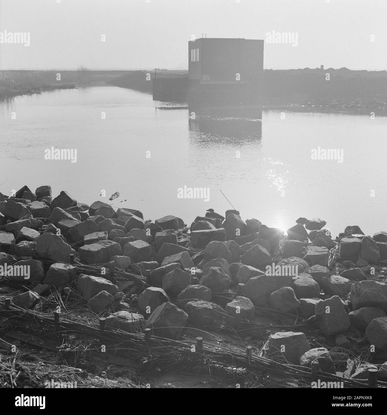 works, water, boulders Date: undated Location: Biesbosch Keywords: boulders, water, work Stock Photo