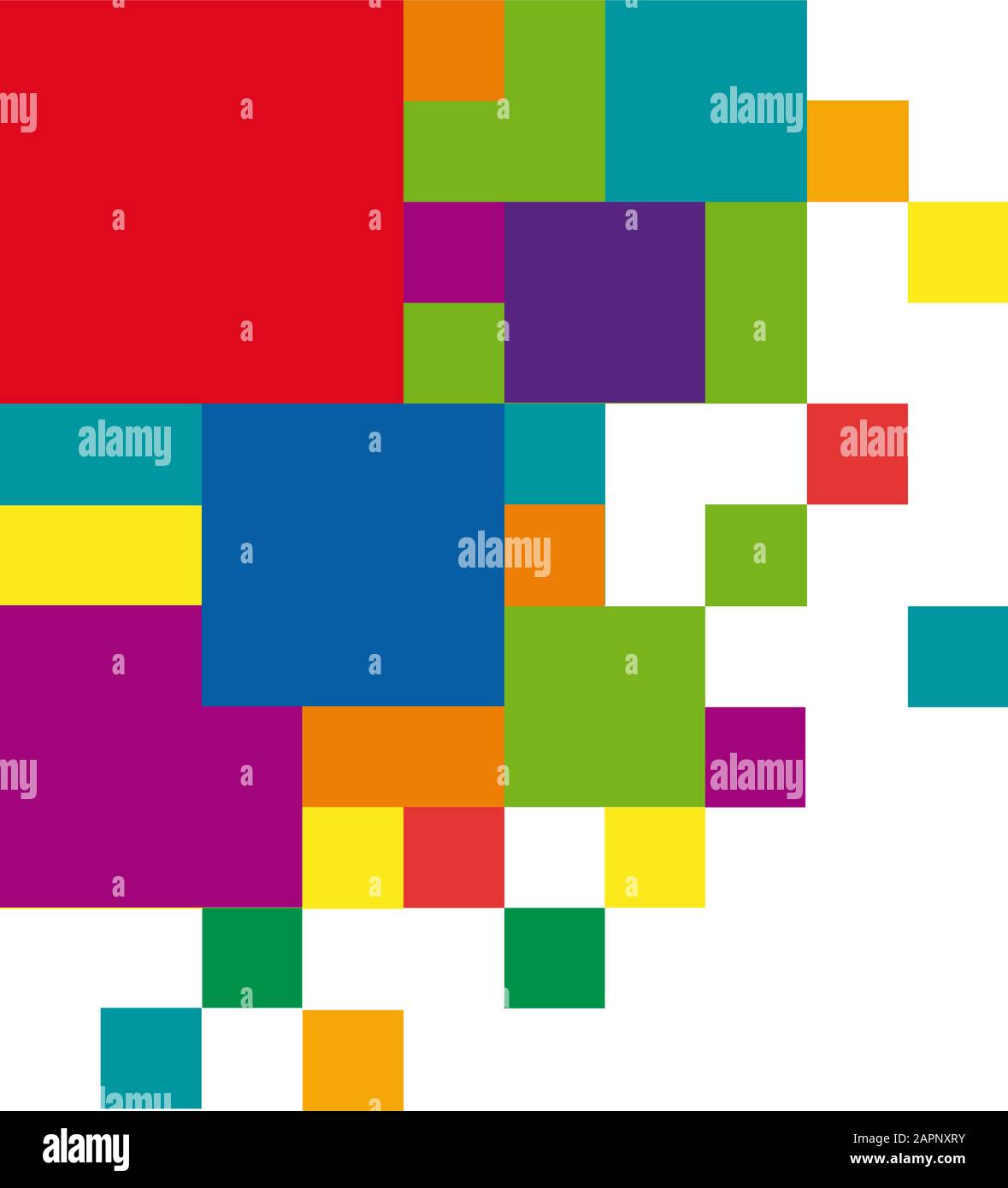 Geometric abstract rainbow squares and pixel, vector background Stock ...