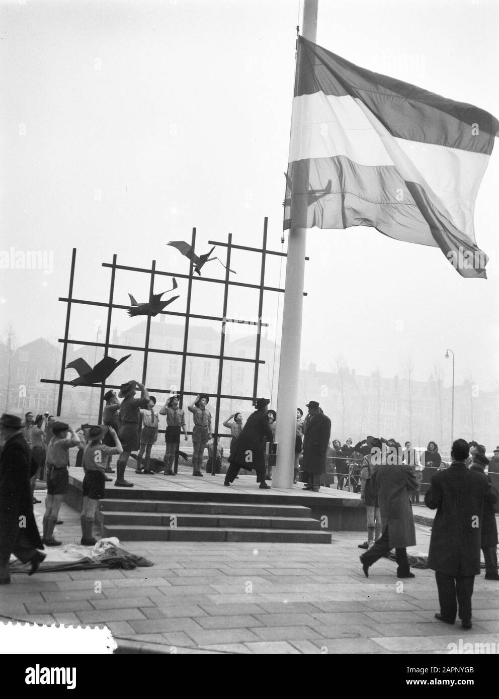 Transfer of the permanent liberation flag in The Hague Date: 7 February 1959 Location: The Hague, Zuid-Holland Keywords: Transfers Stock Photo