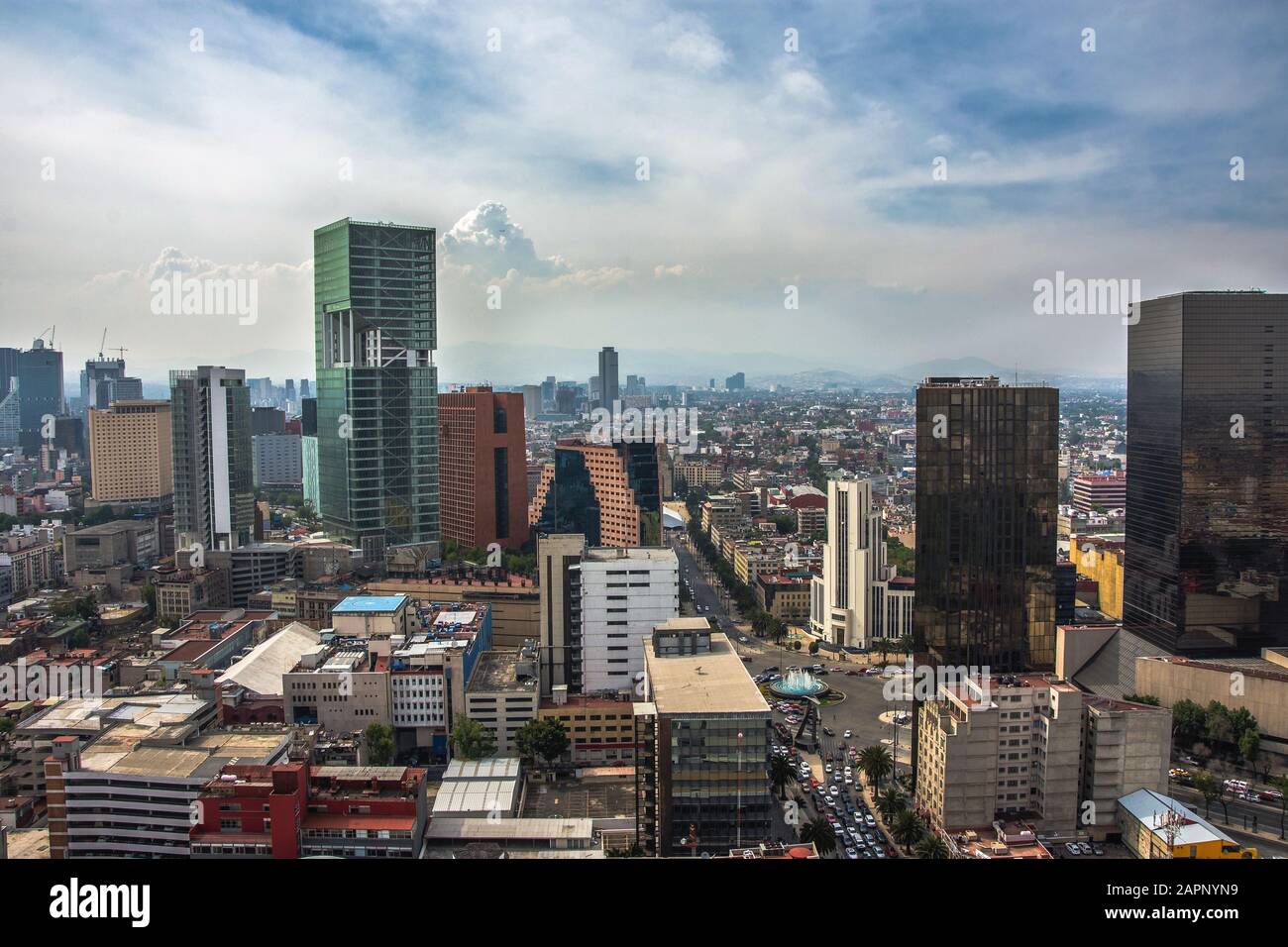 Skyline in Mexico City, aerial view of the city. Business city Mexico Stock Photo