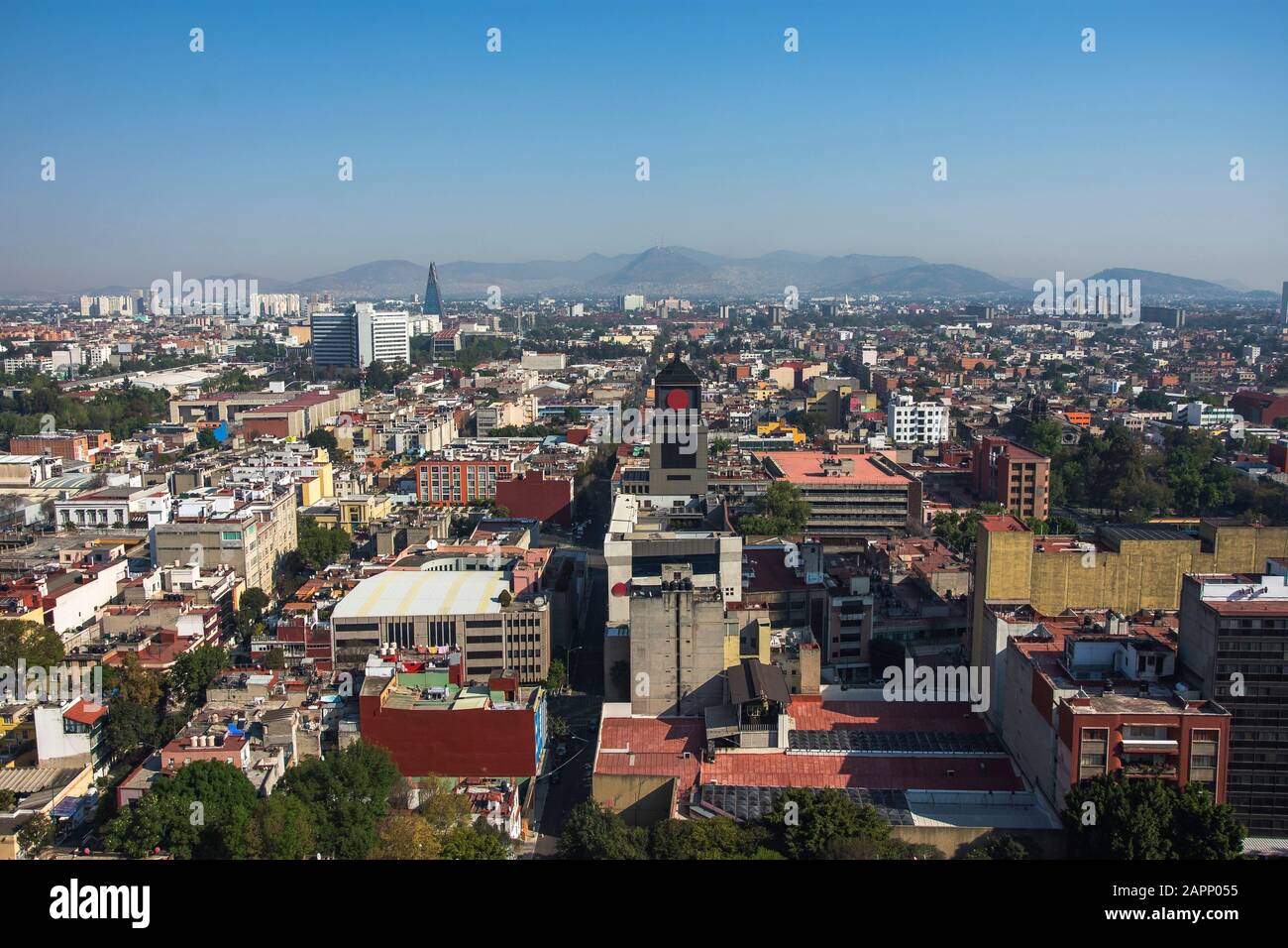 Aerial view of a neighborhood called Colonia Juarez in Mexico City ...