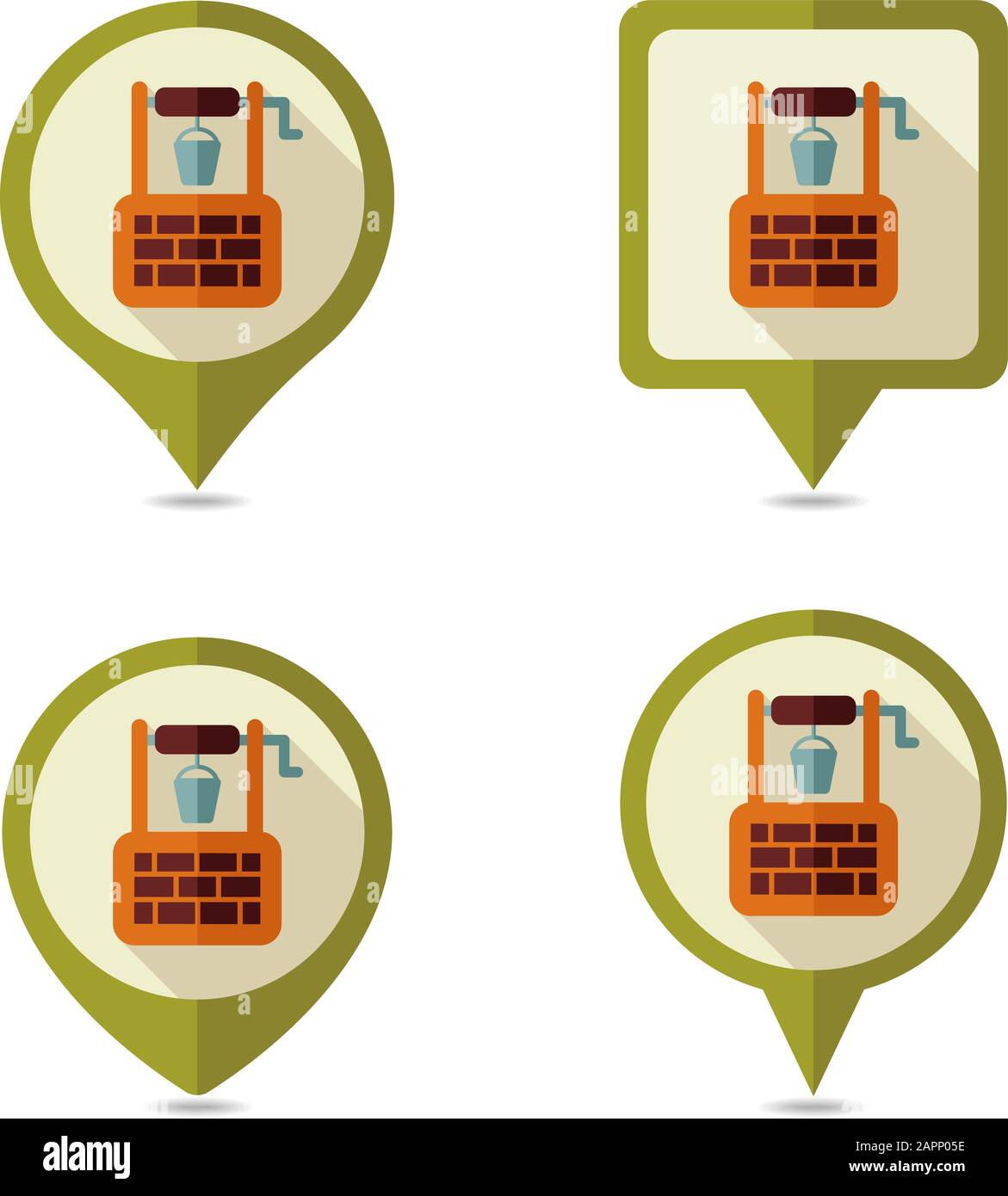 Water Well flat pin map icon. Map pointer. Map markers. Farm. Garden ...