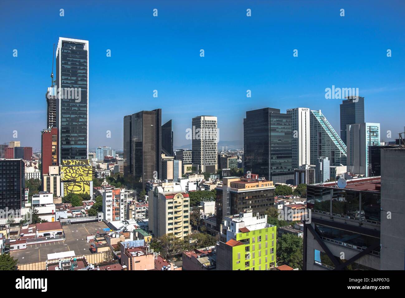 Skyline in Mexico City, aerial view of the city. Business city Mexico Stock Photo
