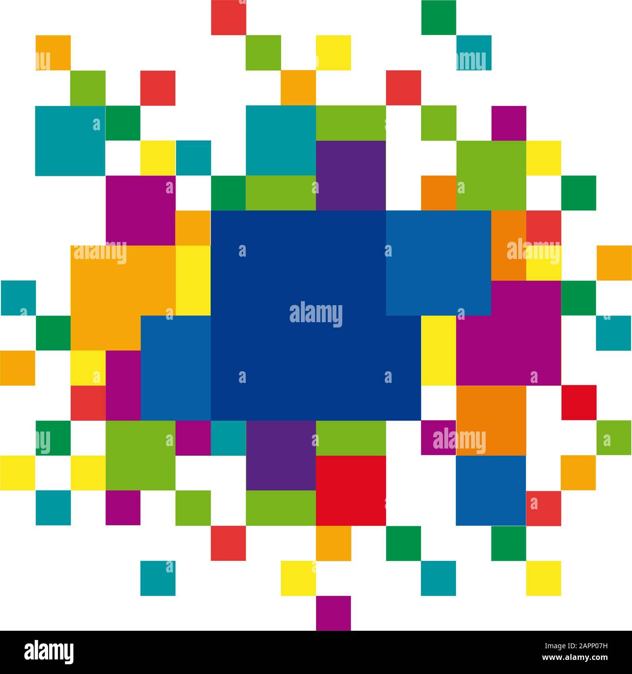 Geometric abstract rainbow squares and pixel, vector background Stock ...