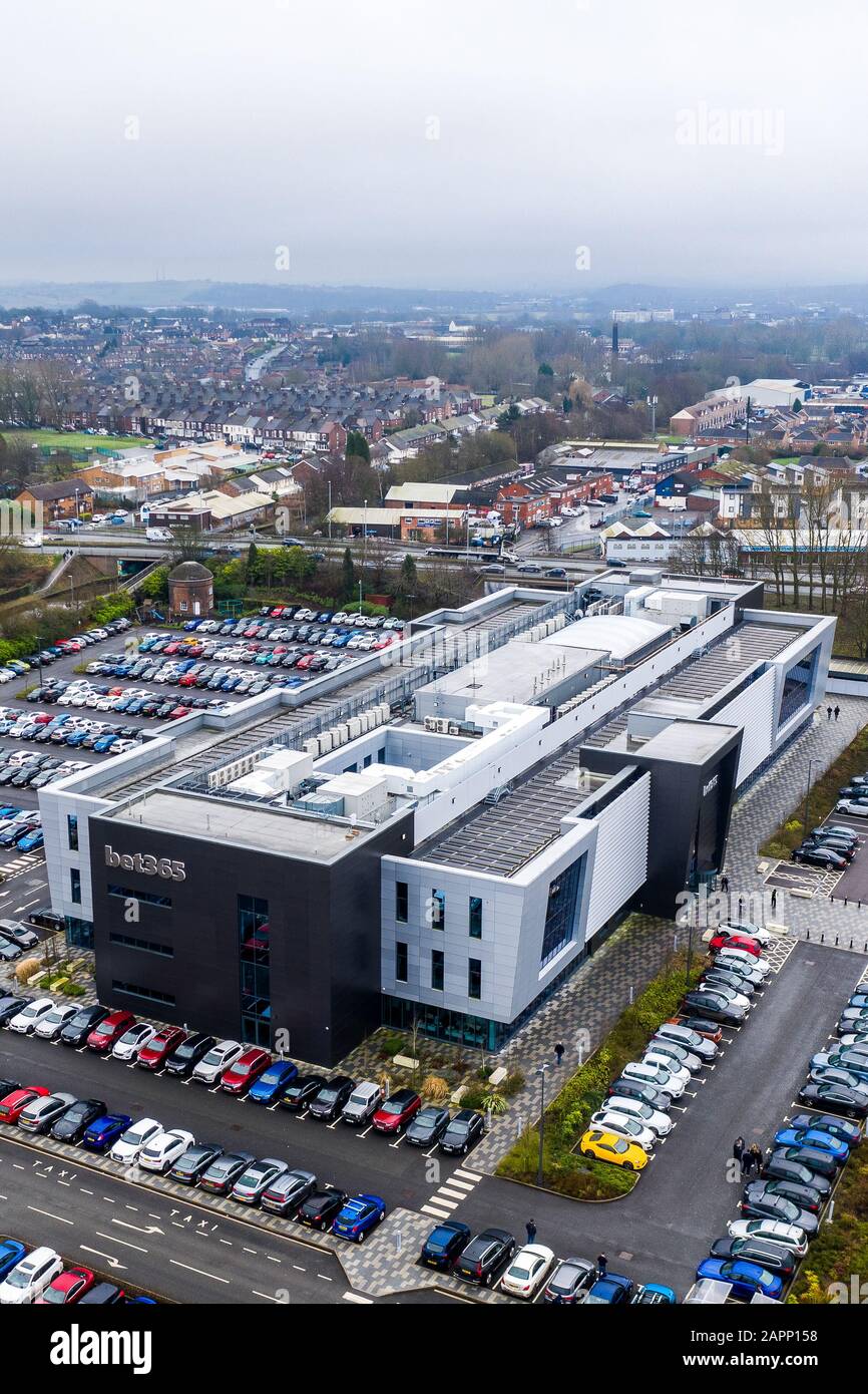 Aerial views, images of the BET365 offices in the heart of Hanley in Stoke on Trent, The gambling, betting giant firm started in the city Stock Photo