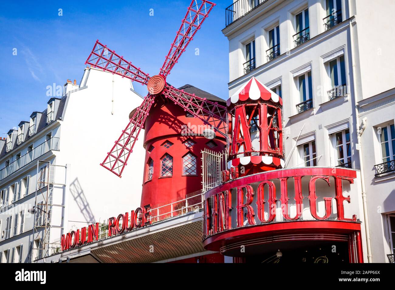 PARIS/FRANCE - September 6, 2019 : Moulin Rouge Cabaret in Pigalle district Stock Photo