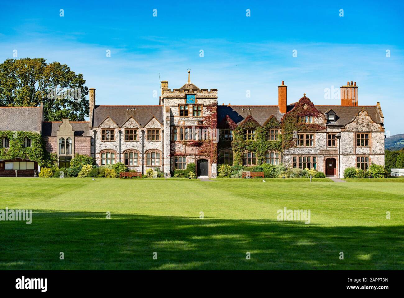Ruthin School, a public school in Ruthin, the county town of Denbighshire, North Wales. At over 700 years old itÕs one of the oldest schools in the Un Stock Photo