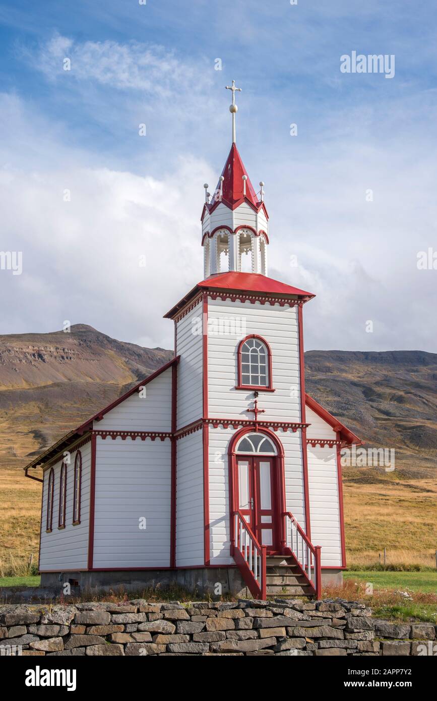 Church East of Sauðárkrókur, Iceland Stock Photo