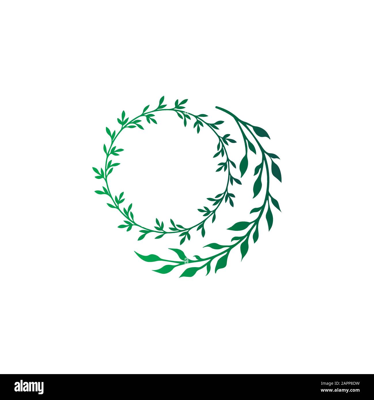 Wreath of leaves green gradient print close-up. Vector illustration of ...